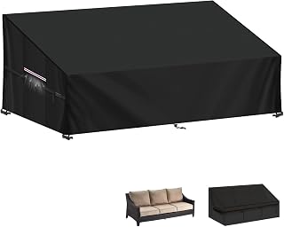LAMUNI Gartensofa Abdeckung 3-Sitzer Lounge Sofa Schutzhülle für Loungemöbel Wasserdicht Gartencouch Abdeckhaube für 3 Sitzer Gartenbank Abdeckplane Outdoor Sofa Abdeckung, 205x85x80/40cm