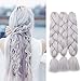 Produktbild 24" Braids Extensions Flechten Hair Extensions Jumbo Crochet Haar Kunsthaar Kanekalon Colorful 3 PCS Silber-Grau