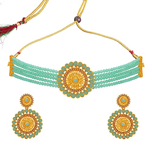 Image of Sukkhi Gold Plated Choker Necklace Set For Women