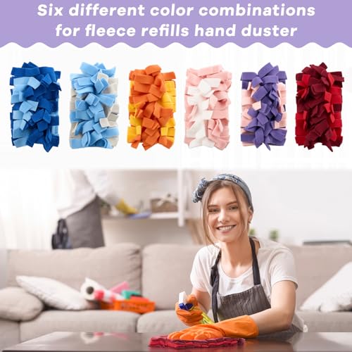 Image of Zubebe 12 Pcs Reusable Duster Refills Fleece,Colorful | Soft Polyester Fiber Flat Duster Refill Multi Surface Washable Cleaning Pad Tools for Home, Blinds, Car, Pet, Furniture, Fans