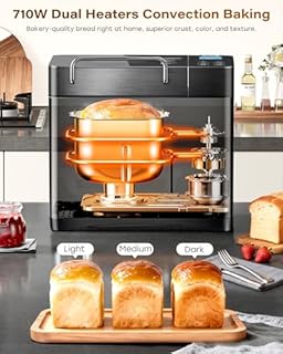 KBS Premium 2LB Convection Bread Maker Dual Heaters, 710W Stainless Steel 17-in-1 Bread Machine Healthy Ceramic Pan, Nut Dispenser,Touch Panel, 3 Loaf Sizes 3 Crust Colors, 15H Timer,Low Noise,Recipes