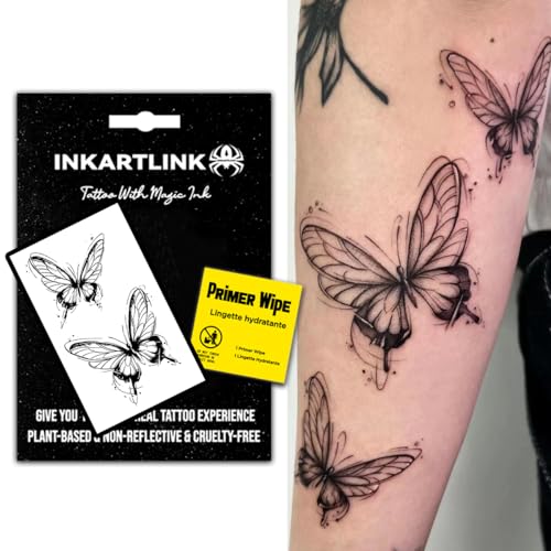 INKARTLINK Semi Permanent Tattoo, Realistic Butterfly Temporary T...