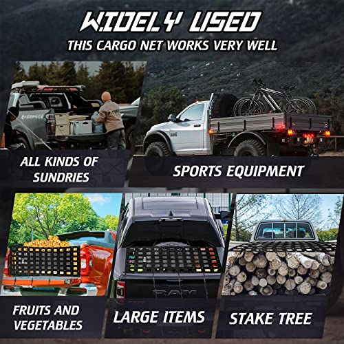 Tkloop Tailgate Cargo Net,2.3' X 3.9'，Heavy Duty Cargo Net For Pickup Truck Bed,Suv, Cargo Nets With Cam Buckles & Elastic Ropes #TOP5