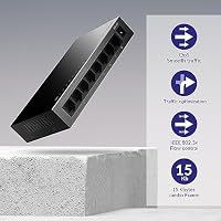 STRONG LAN Switch 8 Port Gigabit, Metallgehäuse, 10/100/1000 Mbit/s – Ansicht 3
