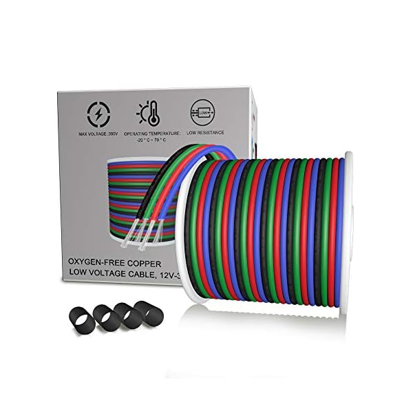 AOTOINK 15M RGB Verlängerungskabel 4 Polig Kabel 4x0.32mm² für SMD 5050 3528 2835 RGB LED Streifen