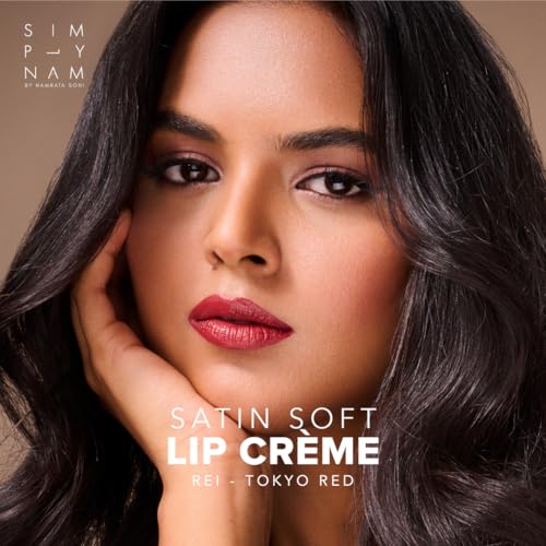 Image of SIMPLYNAM Satin Soft Lip Creme | 1 Swipe Full Coverage | Hydrating, Creamy Matte Finish | 16 Hour Stay | Transfer-Proof & Smudge-Proof | Infused with Peptides & Squalane | Vegan | Rei - Tokyo Red