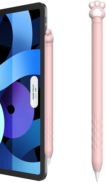 Delidigi Case for Apple Pencil 2nd Generation, Cute Silicone Cover Sleeve Accessories Compatible with Apple Pencil 2nd Gen(Pink Cat Claw)