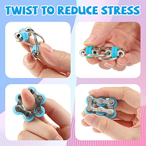 image for CHENGU 16 Pcs Fidget Toys Set Include 8 Six Roller Chain and 8 Key Fli