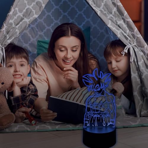 BIRBANN Lampara Goku Luz De Noche Para Niños,Control Táctil Inteligente 7 Colores Luces LED, Lampara Dragon Ba Ilusión Manga,para Niños Y Niñas Decoración Habitaciones Regalo De Cumpleaños