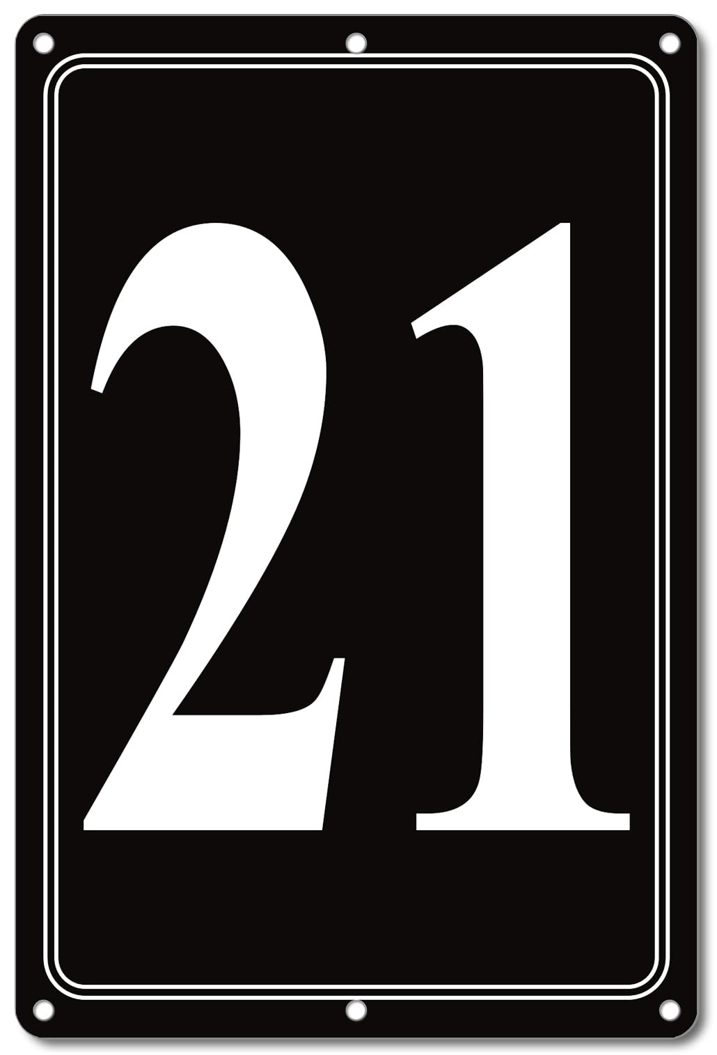 i-CowFun Premium Aluminum Number Signs 21, Metal 12" X 8" Black Numbered Signs Outdoor for Parking Lots, Floor, Dock, Court, Aisle, Field, High