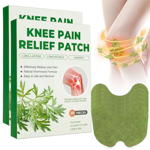 Holilo Parche para Aliviar el Dolor de Rodilla, 40 Parches Dolor Rodilla, Parches para Aliviar el Dolor de Ajenjo para Inflamación de Rodilla, Espalda, Hombros y Cuello