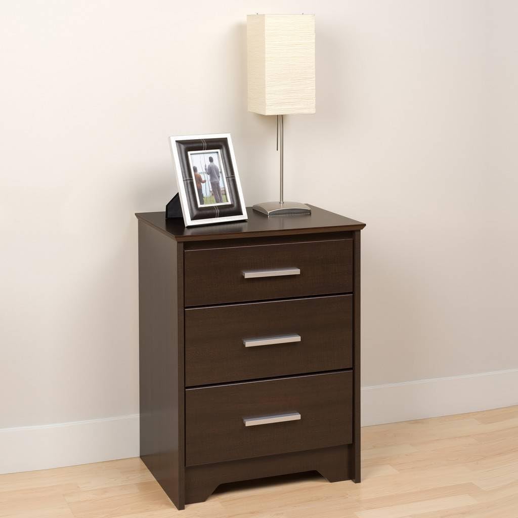 Sheesham Wood Bedside Table Bed Side End Tables Night Stand with 3 Drawer Bedroom Living Room (Finish Color - Mahogany 3D)-image-13