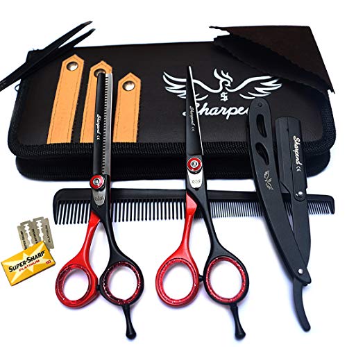 Professional Haircutting Scissors Kit – 6 inch Razor Edge Barber Scissor, Japanese Haircutting Scissors and Thinning Shears for Men, Women & Kids, Salon and Home Hair Cutting Set