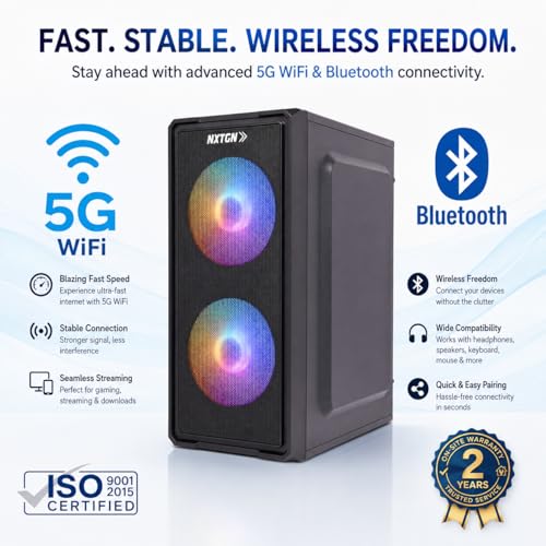 Image of NXTGN Premium Tower Desktop PC | Core i7-6700 3.40GHz | 16GB DDR4 RAM | 512GB M.2 NVMe SSD | Windows 11 Pro & MS Office 2021 | Dual-Band 5G WiFi + Bluetooth | 2 RGB Fans | 2-Year On-Site Warranty