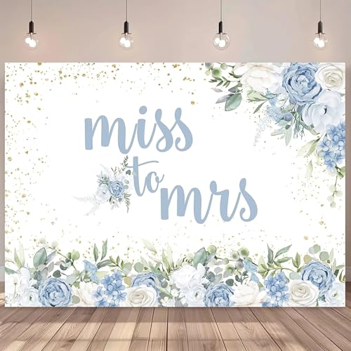 Elegante Fondo de Vinilo con Flores Azules y Lunares Dorados Despedidas de Soltera y Fiestas de Bodas. 210X150cm