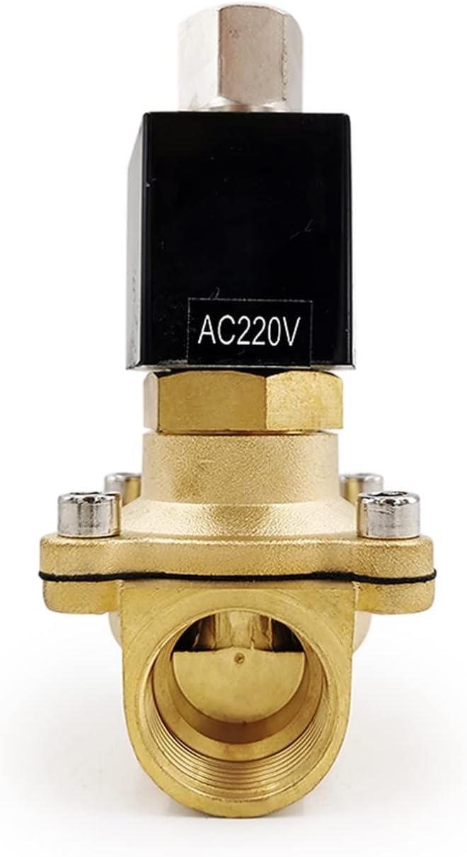 DN15 DN20 DN25 Normally Open Brass Electric Water Valve N/O Solenoid Valve 220VAC 24VDC 12VDC 24V for Air Oil 1Pcs(Ac220v,DN10)