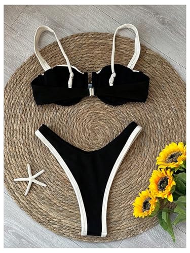 MakeMeChic Women's High Waisted Bikini Sets Color Block 2 Piece Swimsuit Bathing Suit2
