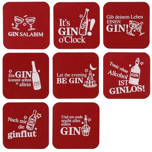 Set 12 Sottobicchieri In Feltro Con Scritte Gin - Divertenti, Grigio Scuro, 10x10 Cm - Foto 9