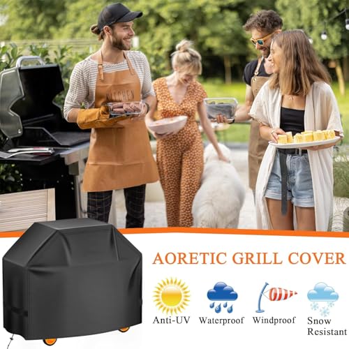 Image of Aoretic 72-inch BBQ Gas Grill Cover for Outdoor Grills - Waterproof, Anti-UV for Weber, Char-Broil, Monument, Dyna-Glo, Nexgrill - Spun Polyester