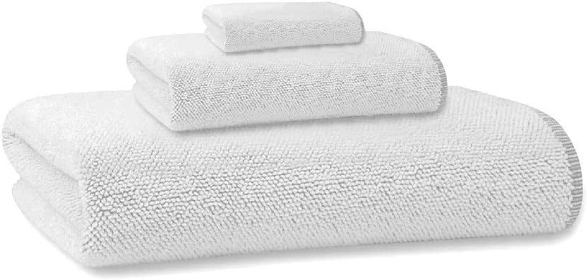 TurkishTowels Amarna 3 Piece Towel Set: 1 Bath, 1 Hand, 1 Washcloth - 100% Aegean Combed Cotton - White