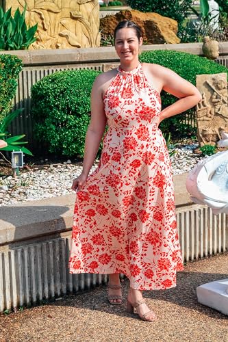 Image of STYLEWORD Women's Summer Floral Halter Maxi Dress Vacation Semi Formal 2026