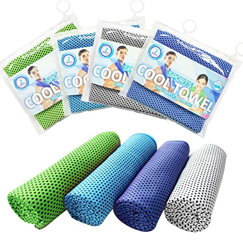 Lfish 4PCS Toalla de Enfriamiento,Toalla Refrescante de Gimnasio,Cooling Towel para Toalla Golf/Gym/Natación/Yoga/Fútbol/Running Cover