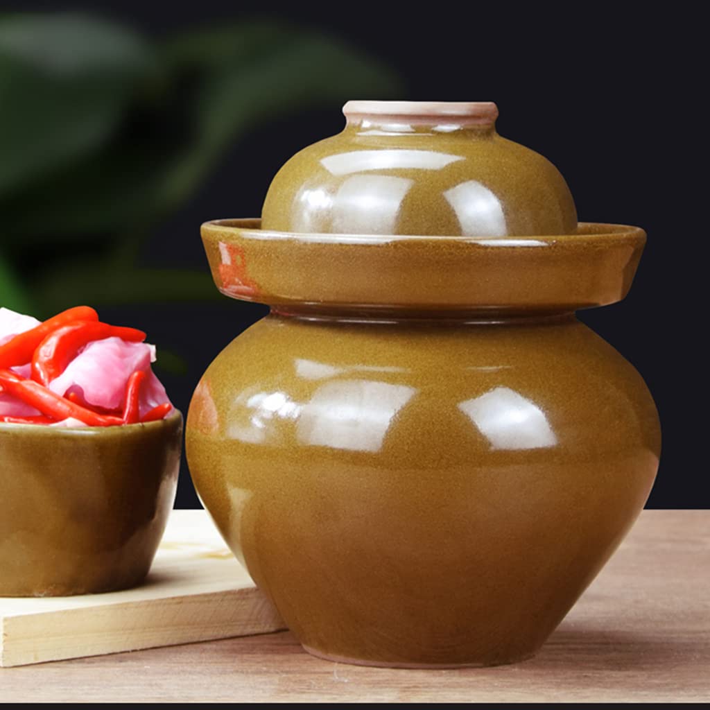 ZHOUXIAO Frasco De Fermentación De Cerámica De Cerámica Tradicional Jarra De Encurtido con Tapa De Esclusa De Sello De Agua, Gran Espesor De Cerámica Jarra De Pepinillo 9KG