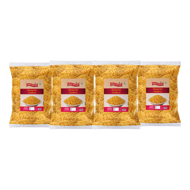 Image of OKHLI MUSAL BRAND Salty Moong Dal | Daryaganj Special Organic Salted Moong Dal Namkeen | Organic Namkeen | Fried in Cold Pressed Groundnut Oil | Healthy Indian Snacks No Preservatives-850g*4Pack