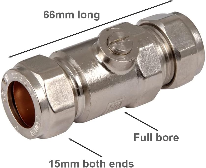 Full Bore 15mm Isolation Valves Chrome Plated Full Flow Isolating