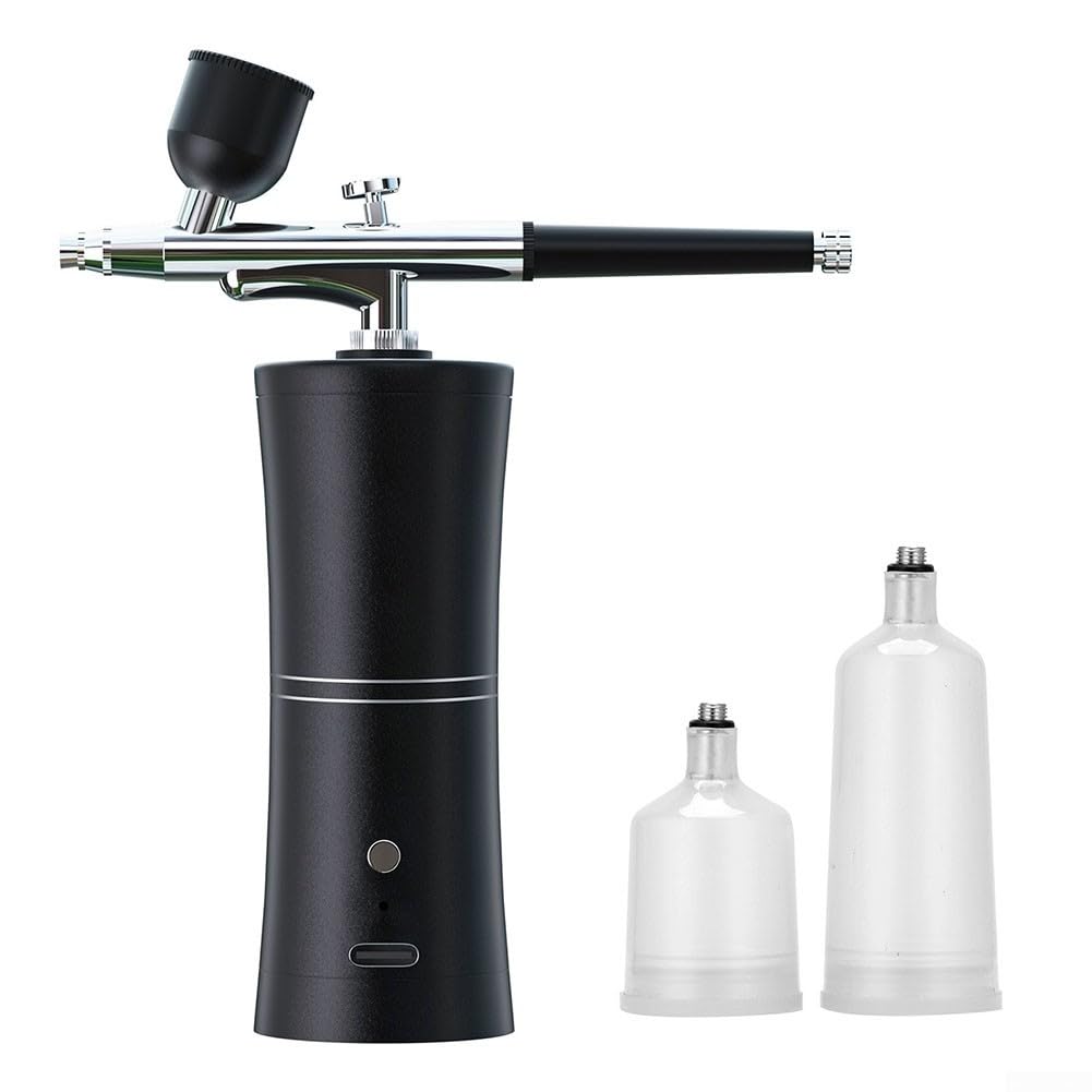 Innovador sistema de aerógrafo inalámbrico ideal para pintura de automóviles, arte de uñas y manualidades (negro A)