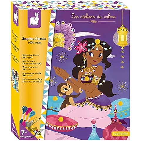 Janod - From 7 years old - Creative Sequin Kit to Embroider One Thousand and One Nights - Les Ateliers du Calme - Dexterity and Concentration - J07823 Cover
