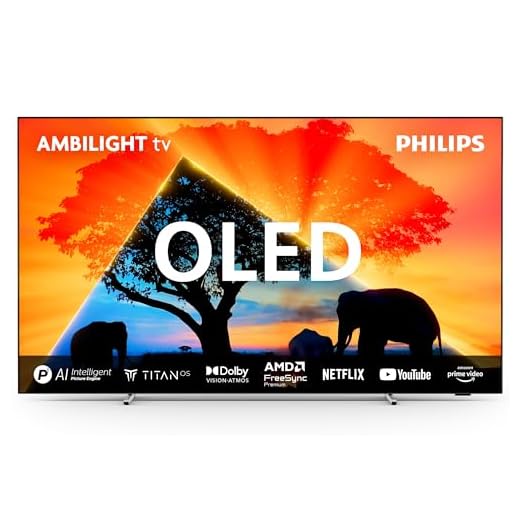 Philips Ambilight 55OLED759 4K OLED Smart TV - 55 Inch Display with P5 AI Perfect Picture Engine Ultra HD, Titan OS, Dolby Vision and Dolby Atmos Sound, Works with Alexa and Google Voice Assistant
