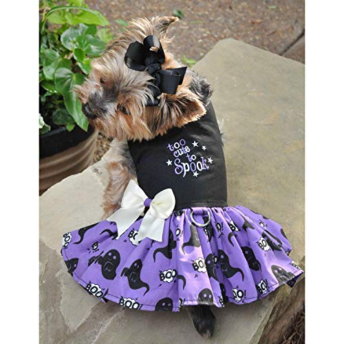 DOGGIE DESIGN Halloween Dog Harness Dress - Too Cute to Spook (Small)