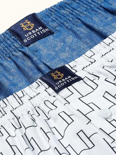 Image of Urban Scottish Men's Pack of 2 Cotton Printed Boxers with Side Pockets