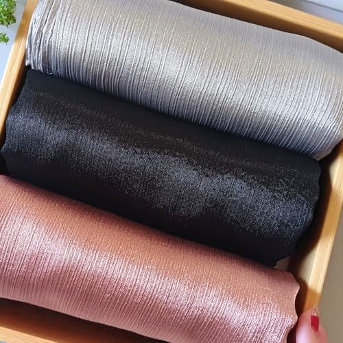Image of Premium Muna Satin Hijab | Pack of 3 | 200 cm x 70 cm | Elegant Choice for All Occasions - Parties, Weddings & Festivals |