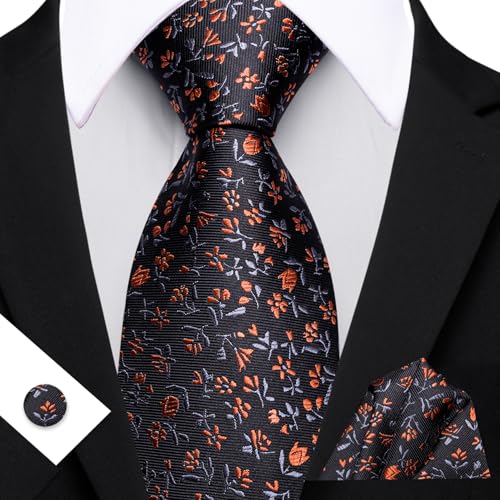 Image of Barry.Wang Ties for Men Silk Tie Sets Polka Dot Woven Necktie Pocket Square Cufflinks Business Wedding