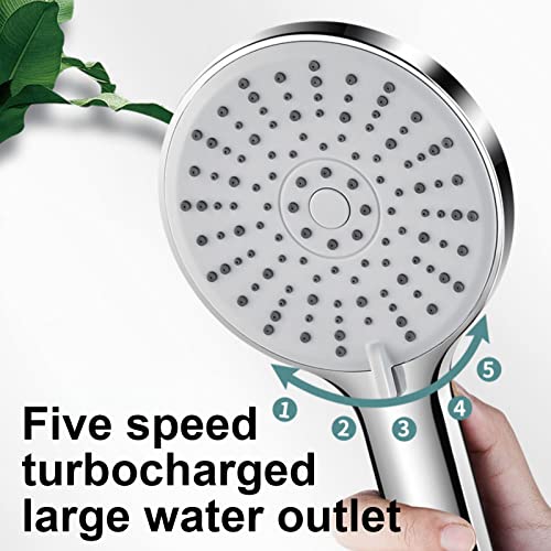 Kttectoa Large Panel Shower Head - High-Pressure Handheld Showerhead Multifunctional 5 Spray Modes Handheld Shower Head Be Used For Home, Gym, Senior Hotel,Bath (Silver) #TOP4