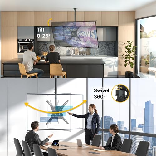 Image of monTEK Ceiling TV Mount for 23-55 inch Flat Screen Displays, Hanging Adjustable Ceiling TV Bracket Fits Most LCD LED OLED 4K TVs, Pole Ceiling Mount Holds up to 77lbs, Max VESA 400x400mm