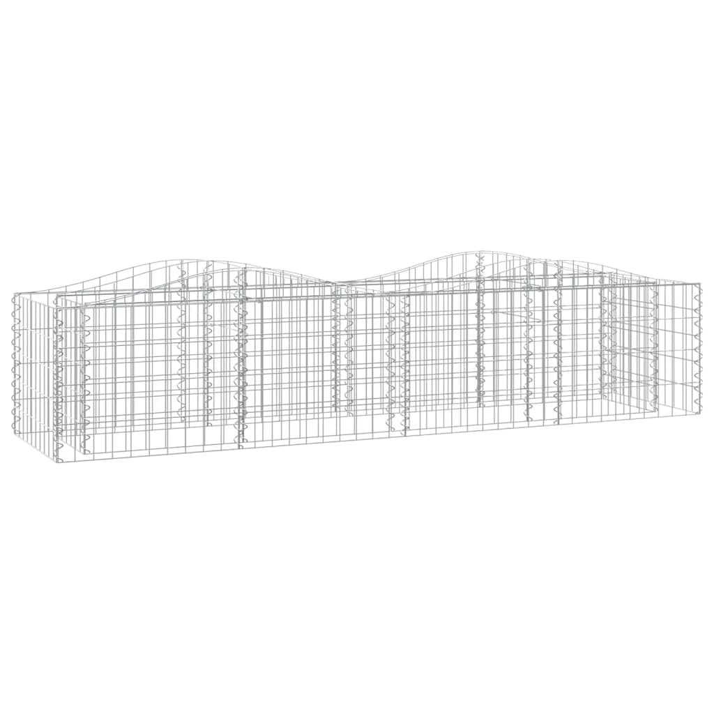 Podwyższona grządka gabionowa z łukiem podwyższonym 200 x 50 x 50 cm z ocynkowanego żelaza, do ogrodu i na taras, stabilna konstrukcja jako donica na rośliny i wytrzymała bordiura, trwała