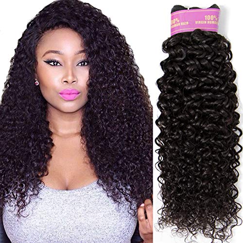 RECOOL 10A Brazilian Hair Bundles Curly Hair Products Human Hair Extensions One Piece Separately Bundle Single Bundle Hair Natural Color(1 bundle 22 inch, curly)