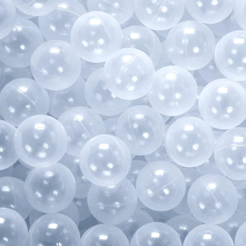 PlayMaty Play Ball Pit Balls - 2.16inches Phthalate&BPA Free Plastic Ocean Colour Balls for Playhouse Play Tent Playpen Pool Party Decoration Pack of 100 (Clear)