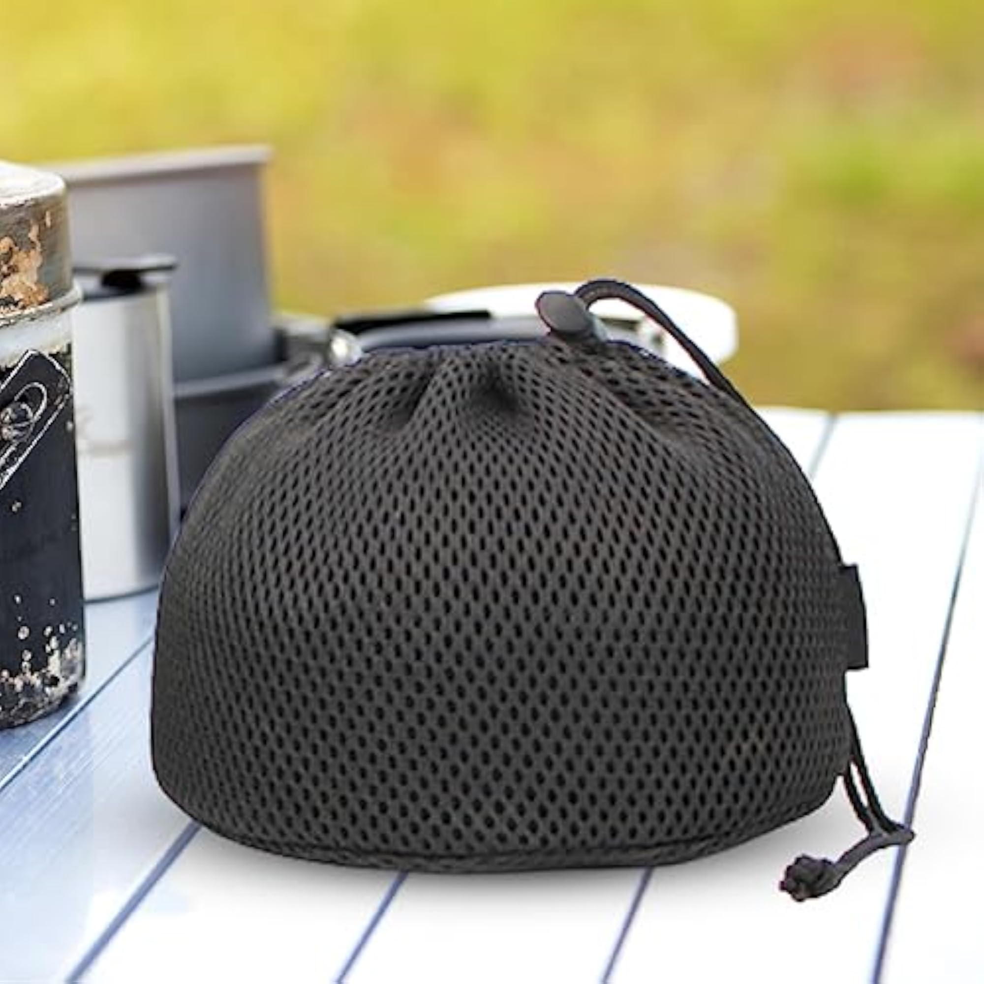 Camping Net Bag Drawstring Mesh Bag for Travelling, 5pcs