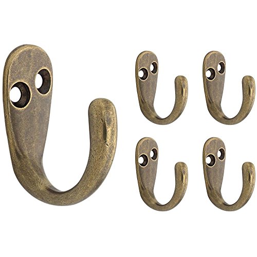 Franklin Brass FBSPRH5-AB-C Single Prong Robe Hook (5 Pack), 5-Pack, Antique Brass, 5 Piece