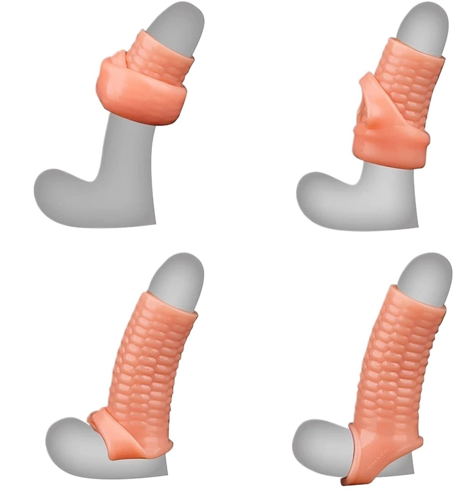 Custodia in silicone riutilizzabile, dotata di protuberanze a forma di pannocchia, con prolunga flessibile e prolunga a rilascio ritardato