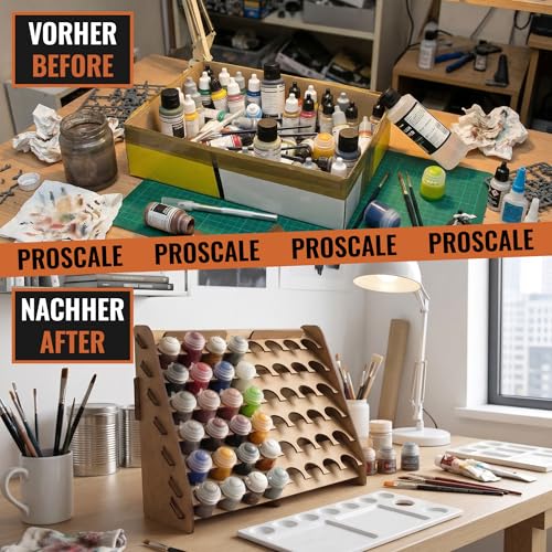 PROSCALE Wand-Farbenregal Farbständer für Tabletop-Farben & Modellbau 33 mm Pot mit Pinselhalter Kompatibel mit Citadel