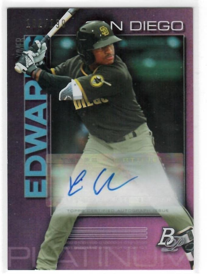 2020 Bowman Platinum Top Prospect Autographs Purple #TOP-20 Xavier Edwards San Diego Padres MLB Baseball Card (Autographed) /199 NM-MT