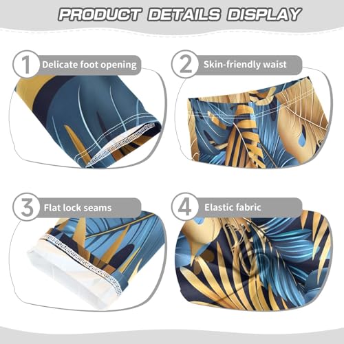 Toddler Girls Leggings Printed Yoga Pants Leggings Golden Blue Leaves for Kids3