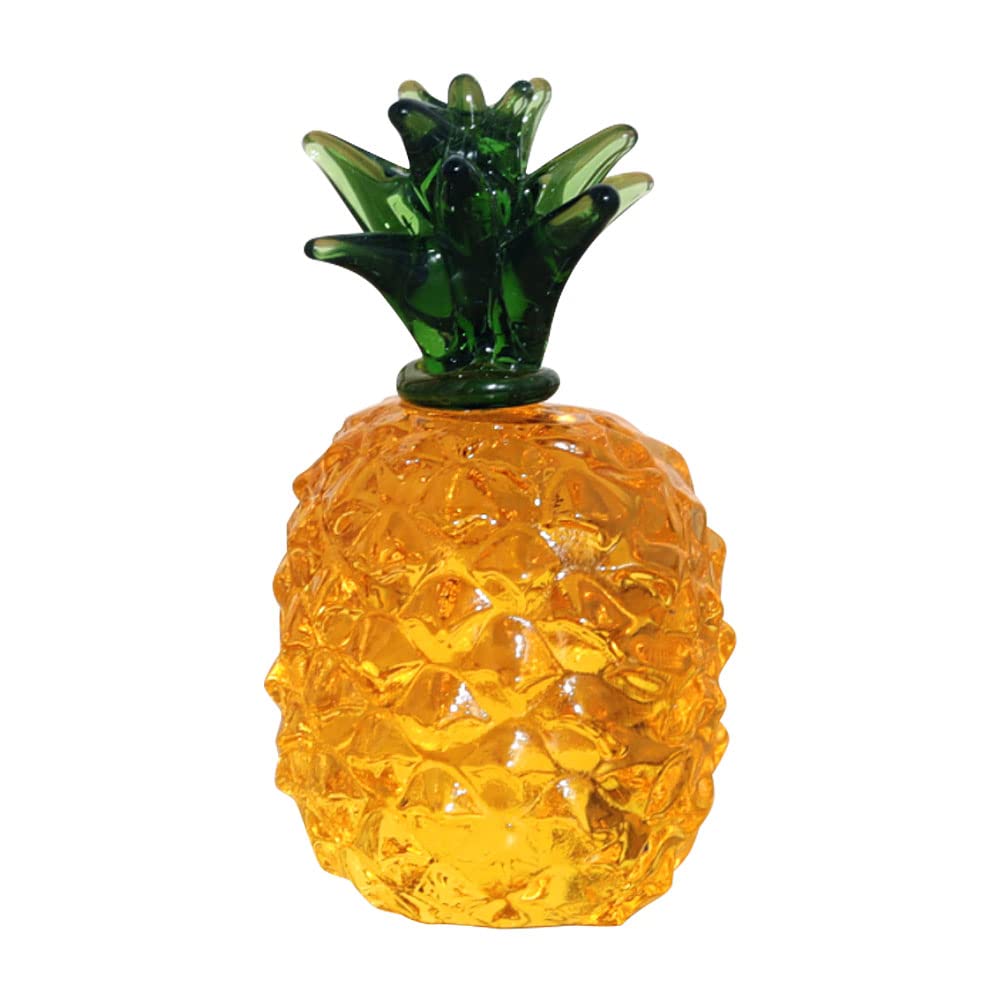 Yangshine Pineapple Crystal Statue Ornament Artificial Fruit Sculpture Figurine Tabletop Paperweight Crystal Glass Ornament For Home Decor