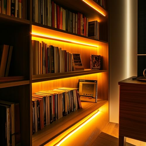 Image of LED Strip Lights 24V COB Gold Yellow Lighting16.4ft (No Power Supply) | Super Bright, Dotless High Density 14W /m, 8mm Width Cuttable Flexible, Home DIY Commercial Decoration