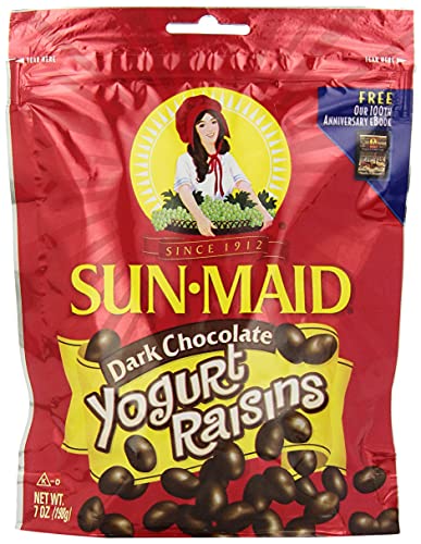 Sun-Maid Dark Chocolate Yogurt Coated Raisins Snacks, 7 Ounce Pouches, Whole Natural Dried Fruit, No Artificial Flavor, Non-GMO (Pack of 6)